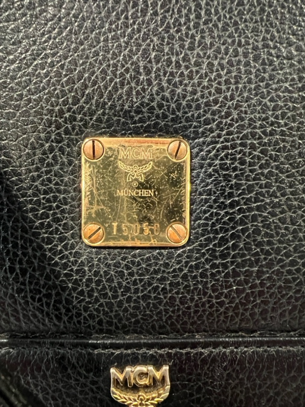 MCM Black Leather Crossbody Bag with Gold Accents - Picture 6 of 15